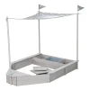 Sandkasten 'Schiff', Kinder-Outdoor-Sandkasten aus wetterfestem Massivholz, inkl. Sonnendach