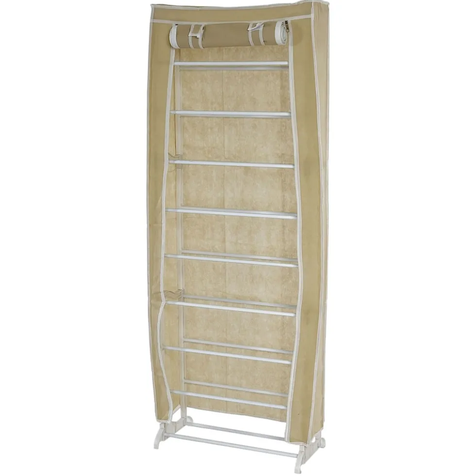 Schuhschrank Campingschrank Faltschrank Stoff 140x52x18cm creme