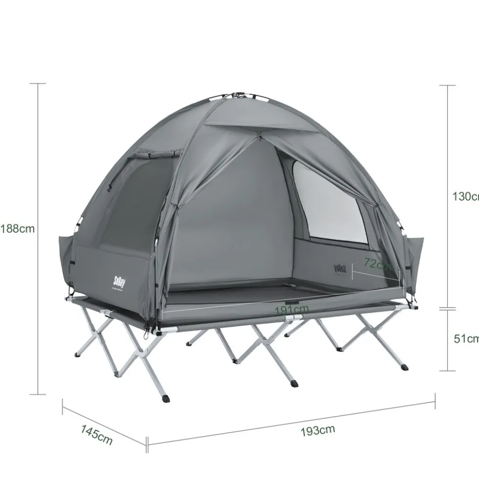 SoBuy Campingzelt mit 1 Tür Hellgrau 193x145x185cm Funktional