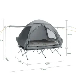 SoBuy Campingzelt mit 1 Tür Hellgrau 193x145x185cm Funktional
