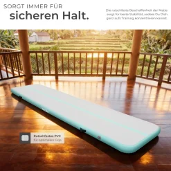 tectake® Airtrack Trainingsmatte, aufblasbar, rutschfestes, hochwertiges PVC, inkl. Transporttasche, 397 x 104 x 10 cm