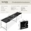 tectake® Aluminium Bierpongtisch, klappbar, bodenschonende Kunststofffüße, inklusive 100 Bechern und 6 Bällen