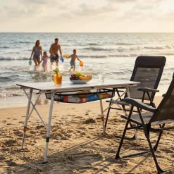 tectake® Aluminium Campingtisch, faltbar, höhenverstellbar, 90 x 52 x 47 - 70 cm