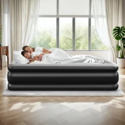 tectake® Aufblasbare Matratze, für 1 oder 2 Personen, ergonomisches Luftsäulensystem, inkl. manuellem Ventil und Tragebeutel