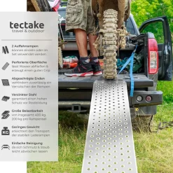 tectake® Auffahrrampen, 2er Set, rutschfeste, perforierte Oberfläche, 160 x 23 x 4,5 cm