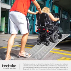 tectake® Auffahrrampen, 2er Set, aus verzinktem Stahl, Belastbarkeit 400 kg, 200 kg pro Rampe