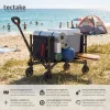 tectake® Bollerwagen, faltbar, abnehmbare Plane aus Oxford-Gewebe mit großer Netztasche und Innenfach, Inklusive Einlegeboden, Reflektorstreifen, Belastbarkeit 60 kg