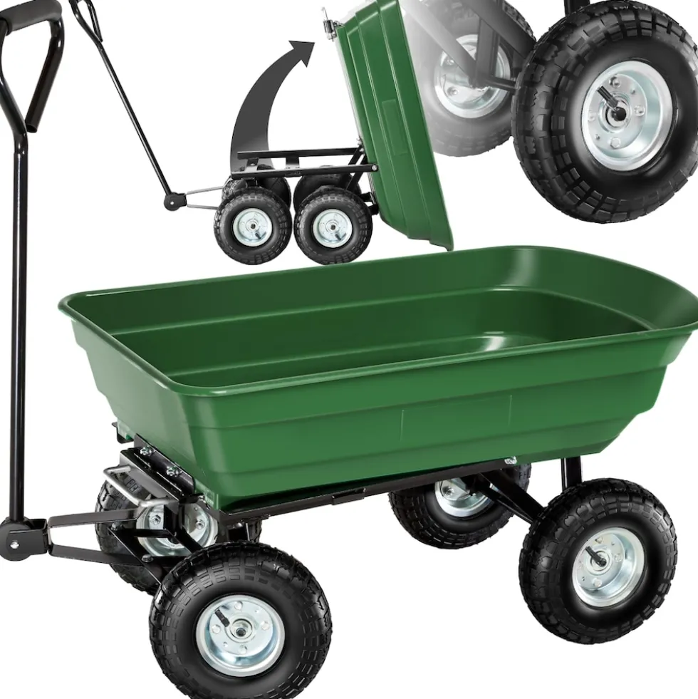 tectake® Bollerwagen, mit Kippfunktion, leichtgängige Lenkachse, Belastbarkeit 300 kg