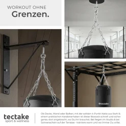 tectake® Boxsack, gefüllt, hängend, 28 x 105 cm, inklusive Karabinerhaken
