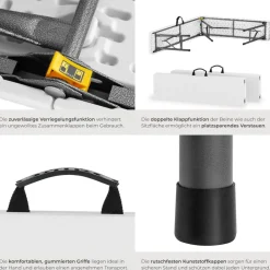 tectake® 2er Set Campingklappbank, wetterfest, je 500 kg belastbar, bis zu 8 Personen, gummierte Tragegriffe