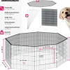 tectake® Freilaufgehege, aus 8 Gitterelementen, große Tür mit Verriegelung, 145 x 73 cm