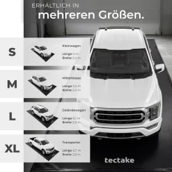 tectake® Garagenbodenmatte, 2,4 x 5 m, mit Klettpads und Alkoholtüchern, inklusive ausziehbarem Abzieher
