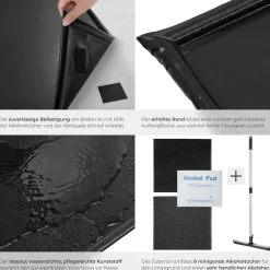 tectake® Garagenbodenmatte, 2,4 x 5 m, mit Klettpads und Alkoholtüchern, inklusive ausziehbarem Abzieher