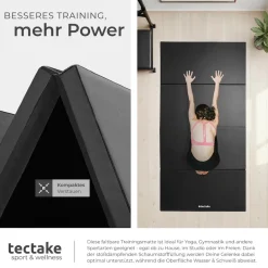 tectake® Gymnastikmatte, klappbar und erweiterbar, hautfreundlich und pflegeleicht, 240 x 120 x 5 cm