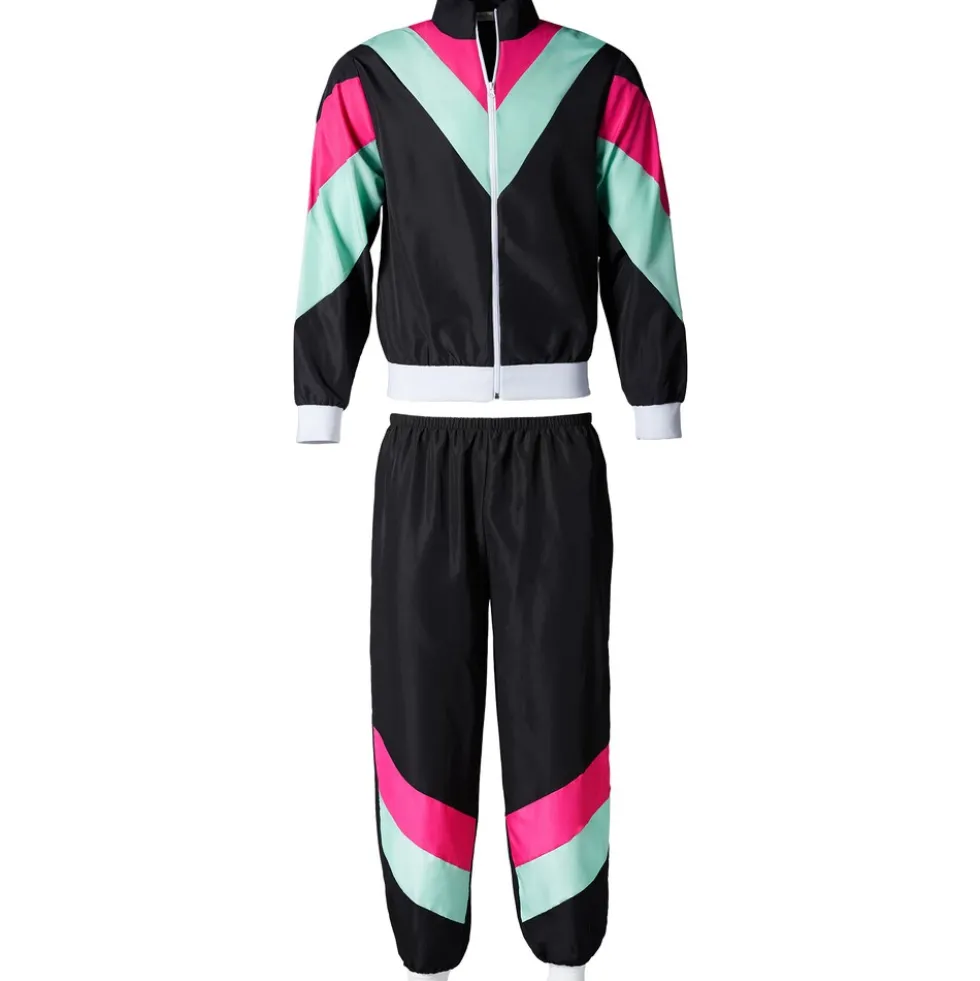 tectake® Herrenkostüm Retro 80er 90er Jahre Jogginganzug