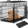 tectake® Hundekäfig-Gitterbox, klappbar, mit 2 Tragegriffen, 2 große Türen mit Doppelverriegelung, herausnehmbarer Boden, abgerundete Ecken