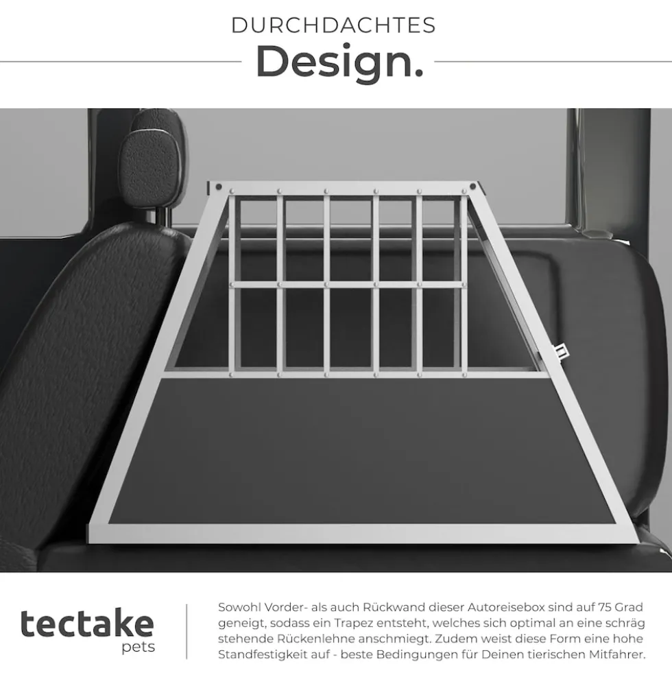 tectake® Hundetransportbox single, mit schräger Rückwand, verschließbare Gittertür, mit schützenden Kunststoffecken, 66 x 90 x 69,5 cm