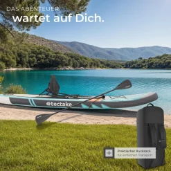tectake® 2in1 Stand-Up Paddle Board 288 cm, aus Drop-Stitch Material, verstellbares Doppelpaddel, Belastbarkeit 200 kg, inklusive Kajak-Sitz