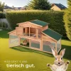 tectake® Kleintierstall, aus Holz, 4 Türen, Ruhezone und Freilaufbereich, inklusive ausziehbarer Schublade, 226 x 77 x 95,5 cm