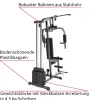 tectake® Kraftstation, mit Butterfly- und Beinstreckermodul, gepolstert mit Kunstlederbezug, 160 x 98 x 203 cm