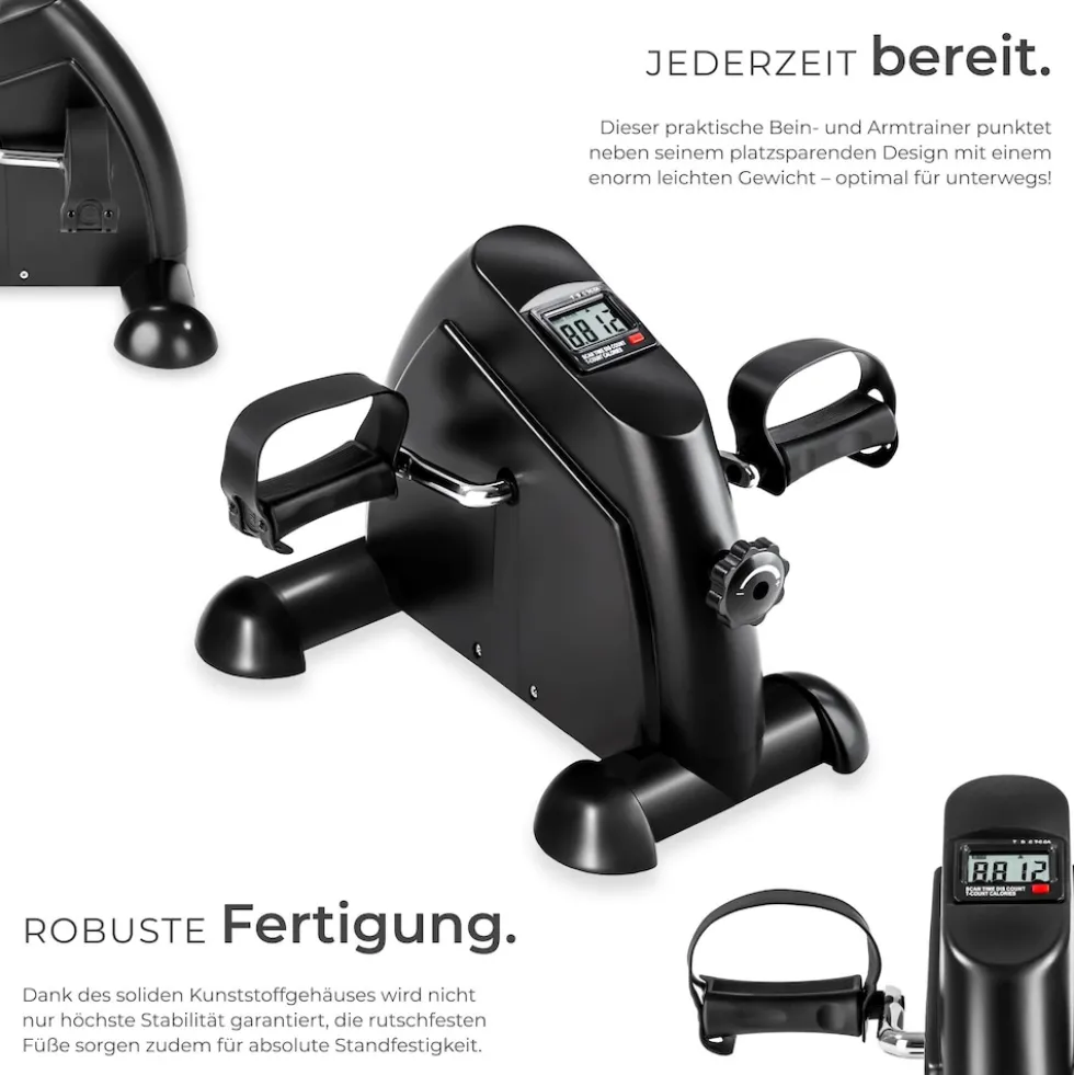 tectake® Mini Bike, Für Beine und Arme, einstellbarer Widerstand, leicht und platzsparend, inklusive Trainingscomputer
