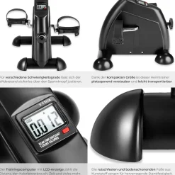 tectake® Mini Bike, Für Beine und Arme, einstellbarer Widerstand, leicht und platzsparend, inklusive Trainingscomputer