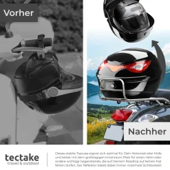 tectake® Motorradkoffer, Volumen 22 l, für Mofas, Roller, Motorräder und Quads, großer Reflektor