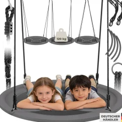 tectake® Nestschaukel, 120 kg Belastbarkeit, gepolsterter Rand, Textilene-Bespannung