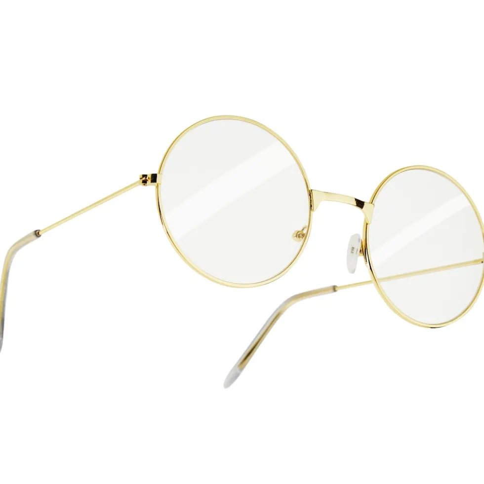 tectake® Runde Retrobrille mit goldenem Rahmen