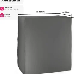 tectake® Schutzhülle für Strandkorb, mit 2 Reißverschlüssen, reißfest, UV-beständig, 120 x 80 x 145 cm