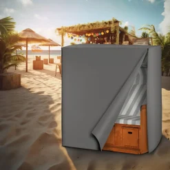 tectake® Schutzhülle für Strandkorb, mit 2 Reißverschlüssen, reißfest, UV-beständig, 120 x 80 x 145 cm