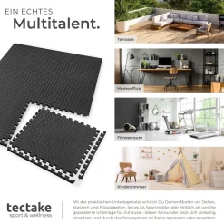 tectake® Schutzmattenset, 24-teilig mit 48 Randstücken, weich und rutschfest, leichte Reinigung und flexibel erweiterbar