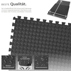 tectake® Schutzmattenset, 12-teilig mit 24 Randstücken, weich und rutschfest, leichte Reinigung und flexibel erweiterbar