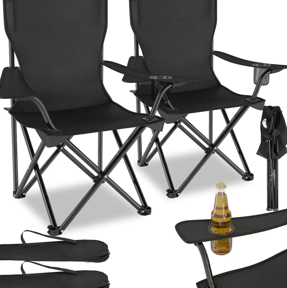 tectake® Set Campingstuhl, faltbar, geringes Gewicht, 80 x 48 x 84,5 cm
