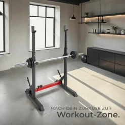 tectake® Squat Rack, multifunktional, Höhe und Breite verstellbar, bodenschonende Kunststoffkappen, inklusive 2 Aufnahmen für Hantelscheiben