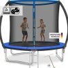 tectake® Trampolin, Ø 244 cm, GS-zertifiziert, Randabdeckung, inklusive Einstiegsleiter