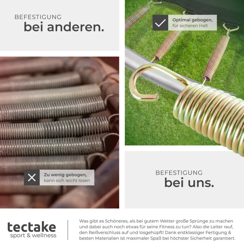 tectake® Trampolin, Ø 244 cm, GS-zertifiziert, Randabdeckung, inklusive Einstiegsleiter