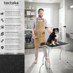 tectake® Trimmtisch, mit höhenverstellbarem Galgen und 2 Schlingen, rutschfeste und kratzfeste Gummibeschichtung, Belastbarkeit 60 kg