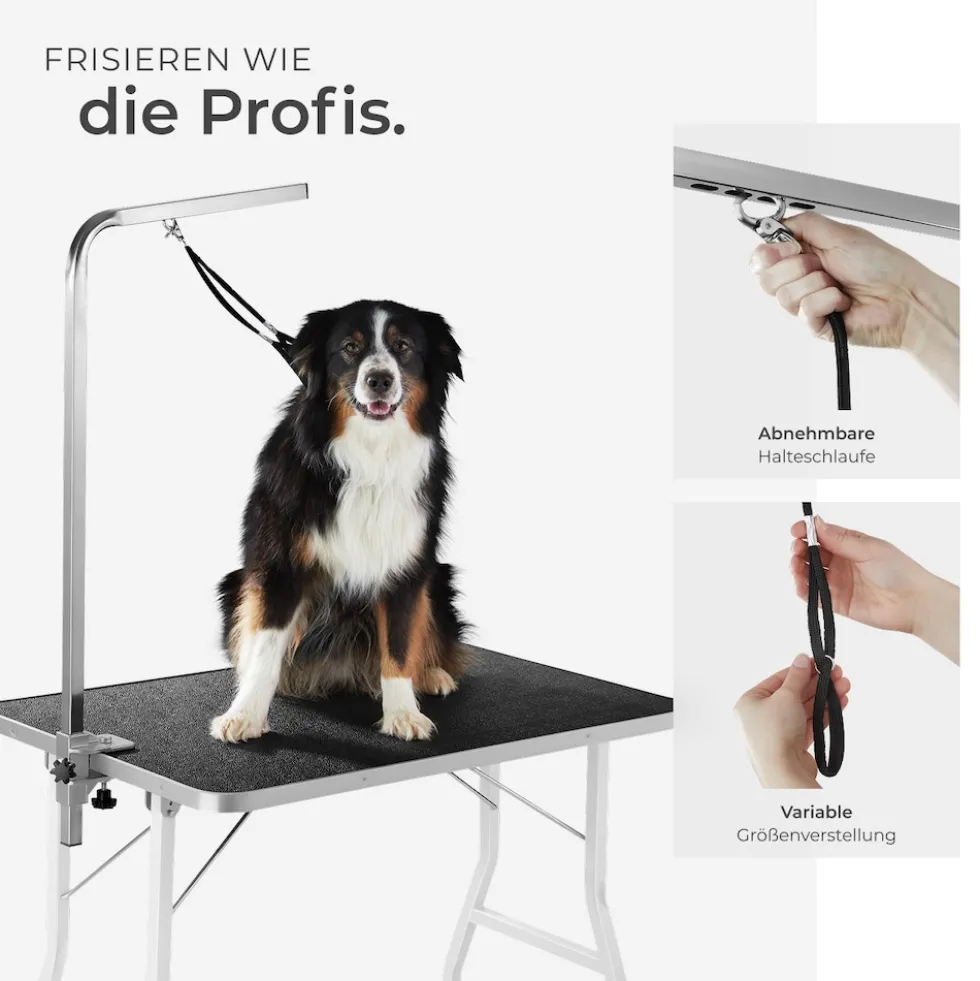tectake® Trimmtisch, mit höhenverstellbarem Galgen, rutschfeste und kratzfeste Gummibeschichtung, Belastbarkeit 60 kg