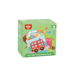 Tooky Toy Kinder Puzzle 6er Set TL635 Holz 3D Transport 33 Puzzleteile ab 1 Jahr bunt
