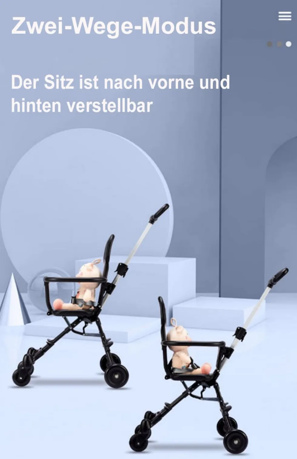 TPFLiving Klappkinderwagen aus Aluminium mit Sitzpolster