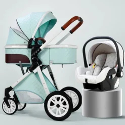 TPFLiving Kombi-Kinderwagen 3in1 Set - Modell 1 Stoff - Schokolade