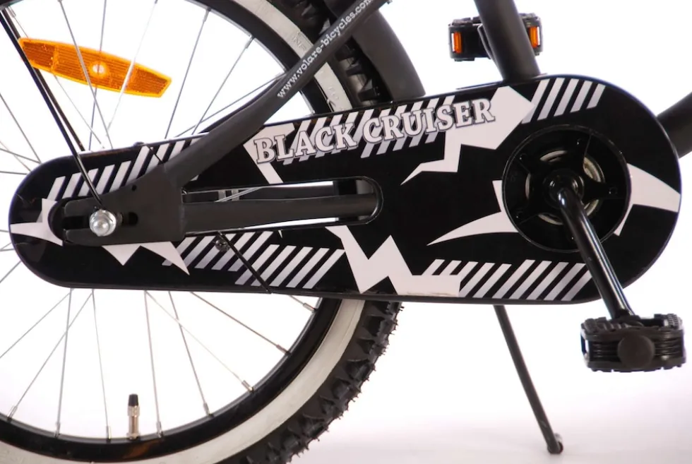 TPFSports Black Cruiser Kinderfahrrad - Jungen - 18 Zoll - Rücktritt + Handbremse - Schwarz