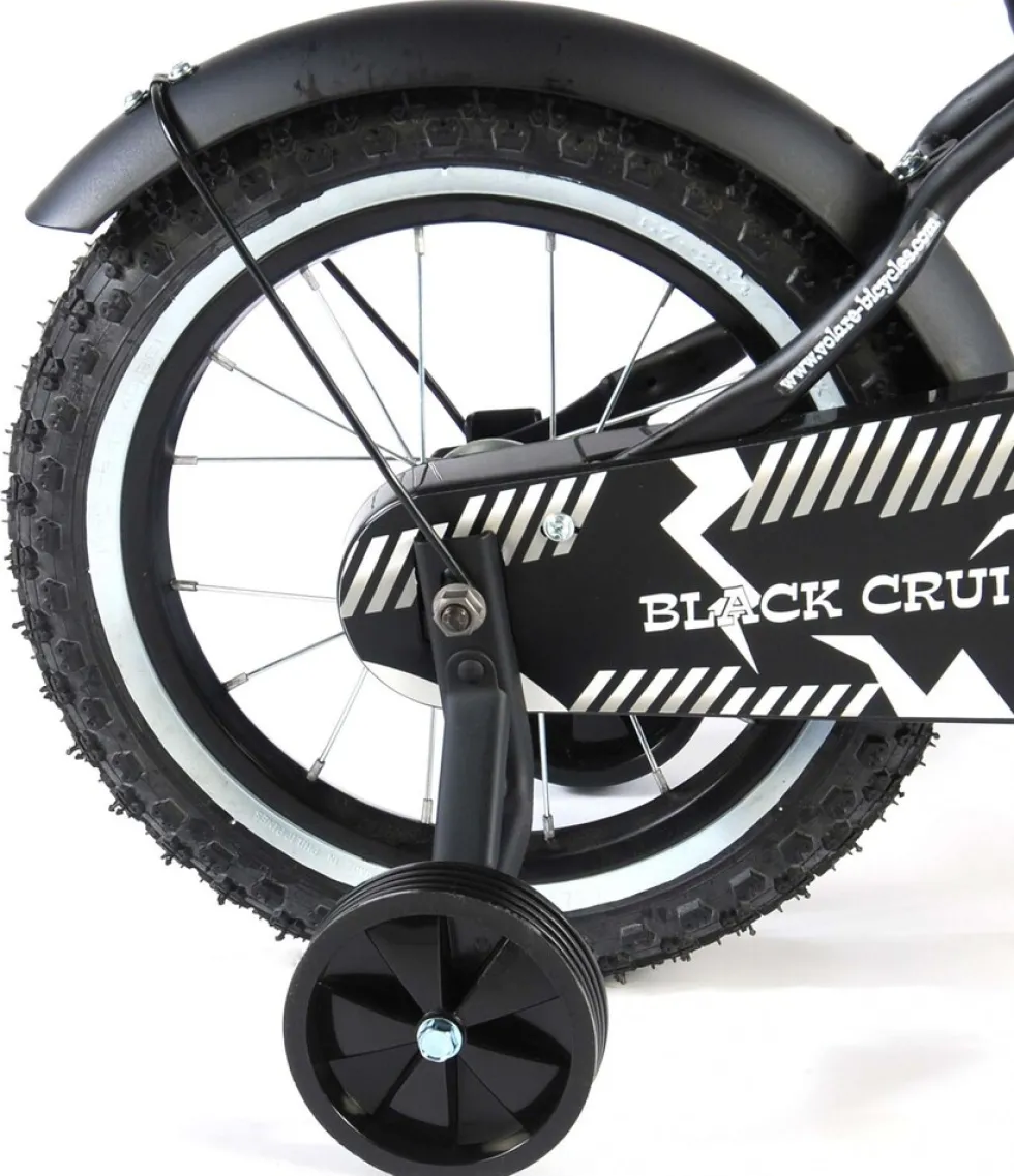 TPFSports Black Cruiser Kinderfahrrad - Jungen - 14 Zoll - Rücktritt + Handbremse - Schwarz