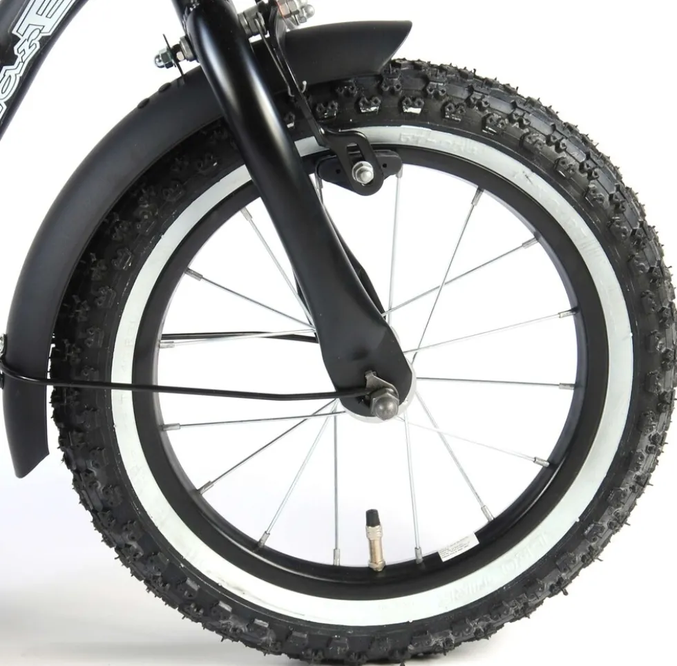 TPFSports Black Cruiser Kinderfahrrad - Jungen - 14 Zoll - Rücktritt + Handbremse - Schwarz