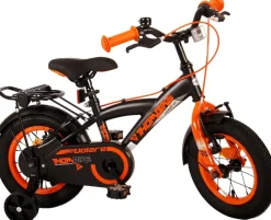 TPFSports Thombike Kinderfahrrad - Jungen - 12 Zoll - Rücktritt + Handbremse - Schwarz/Orange