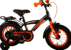 TPFSports Thombike Kinderfahrrad - Jungen - 12 Zoll - Rücktritt + Handbremse - Schwarz/Orange