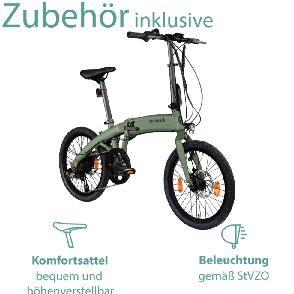 Tretwerk Akimbo Plus E Bike 20 Zoll Klapprad Elektrofahrrad 360Wh 155 - 190 cm Pedelec Klappfahrrad 8 Gang