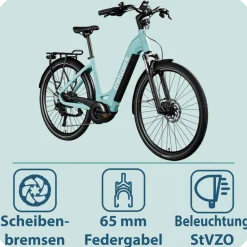 Tretwerk Amber E Bike Damen 28 Zoll Elektrofahrrad 155 - 185 cm Hollandrad Tiefeinsteiger mit 9 Gang Schaltung