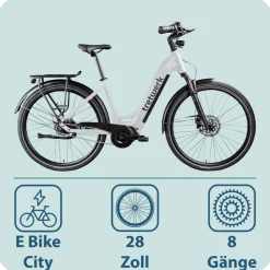 Tretwerk Amber Nexus E Bike Damen 28 Zoll Elektrofahrrad 155 - 185 cm Hollandrad Tiefeinsteiger mit 8 Gang Nabenschaltung